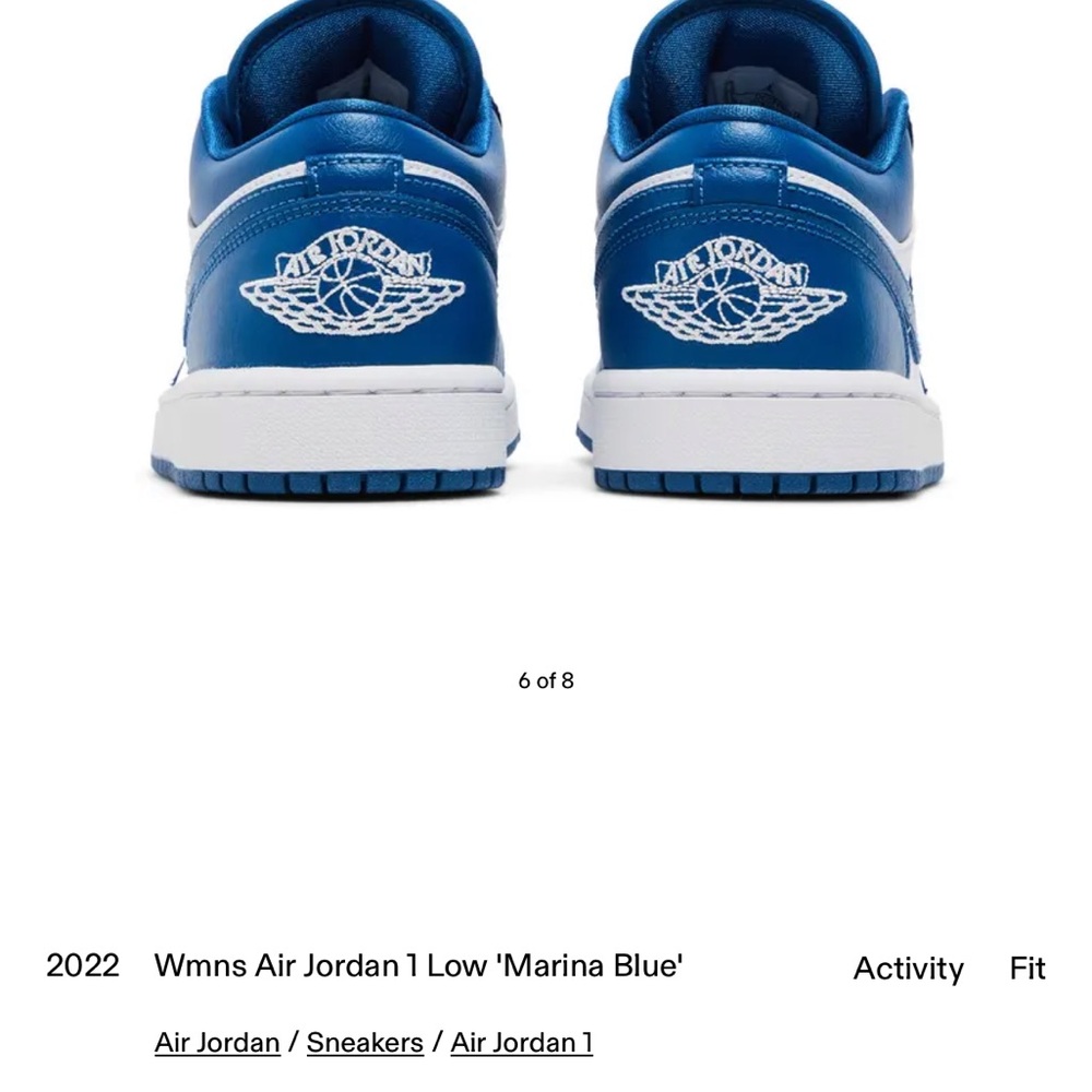 Jordan Air 1 Low Marina Blue and White Sneakers - Picture 9 of 11